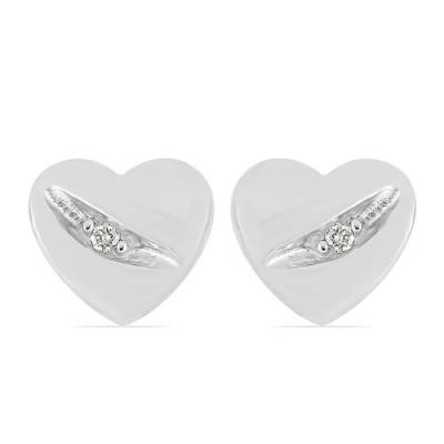 BUY NATURAL WHITE DIAMOND DOUBLE CUT GEMSTONE HEART EARRINGS IN 925 SILVER